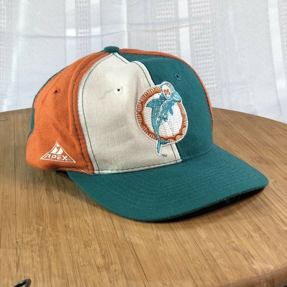Vintage Apex One '90's Miami Dolphins spilt Color Block snapback hat Ballcap - Picture 6 of 10